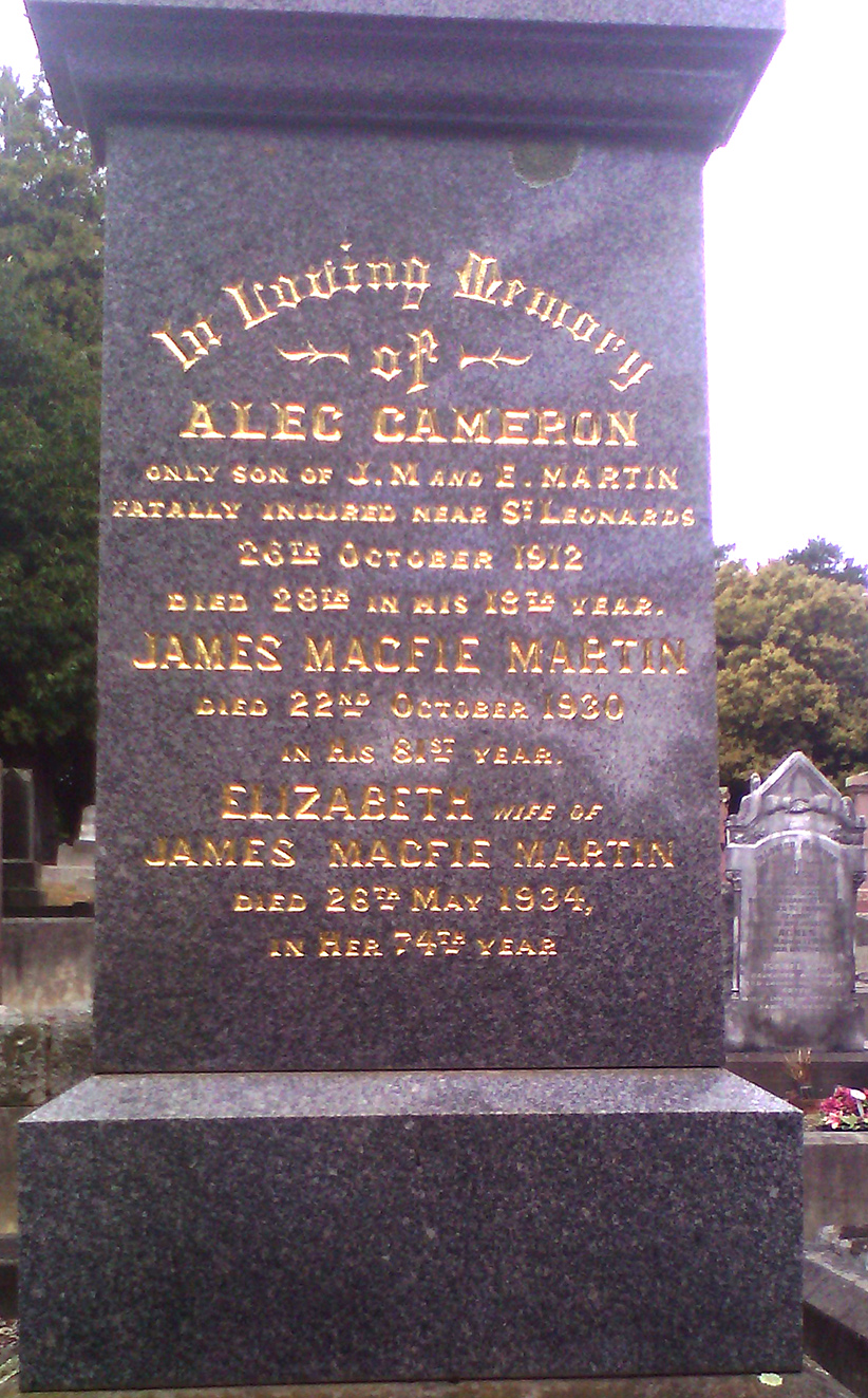 Photo of headstones/Elizabeth Martin d 1934 hdstn Launceston Carr Villa cem Tas